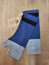 Load image into Gallery viewer, Crown & Feathers Striped Merino Wool Fingerless Gloves