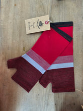 Load image into Gallery viewer, Crown & Feathers Striped Merino Wool Fingerless Gloves
