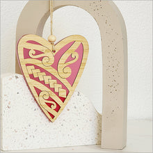 Load image into Gallery viewer, Hanging Ornament - Patiki Heart - several colours