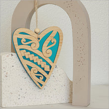 Load image into Gallery viewer, Hanging Ornament - Patiki Heart - several colours