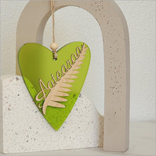 Load image into Gallery viewer, Hanging Ornament - Silver Fern/Aotearoa Heart 8