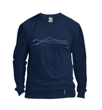 Load image into Gallery viewer, Mountains Merino Men's Tee Shirt - Ink - Long Sleeve