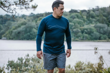 Load image into Gallery viewer, Mountains Merino Men's Tee Shirt - Ink - Long Sleeve