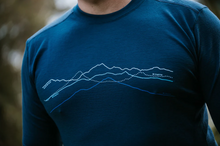 Load image into Gallery viewer, Mountains Merino Men's Tee Shirt - Ink - Long Sleeve