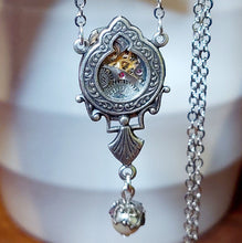 Load image into Gallery viewer, Ornate Window Pendant with Timepiece and Pearl