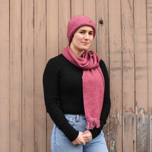 Load image into Gallery viewer, Rose Beanie and Scarf with Fringe by Koru Knitwear
