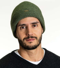 Load image into Gallery viewer, Possum merino beanie moss colour