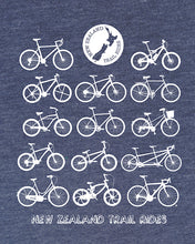 Load image into Gallery viewer, Unisex Tee Shirt - NZ Cycle Trail Rides - Blue