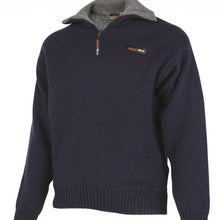 Load image into Gallery viewer, Mens 1/4 zip navy wool jumper