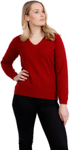 Load image into Gallery viewer, V Neck jersey berry possum merino