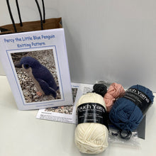 Load image into Gallery viewer, Percy the Little Blue Penguin Knitting Kit showing wool
