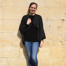 Load image into Gallery viewer, Moss Stitch Shrug in Charcoal by Koru Knitwear