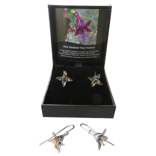 NZ fuchsia earrings sterling silver