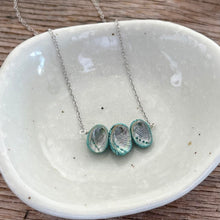 Load image into Gallery viewer, Nostalgem - Paua Shell Whānau Family Beachstone Necklace - Gold Plate or Sterling Silver
