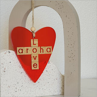 Hanging Ornament - Aroha & Love Heart - several colours