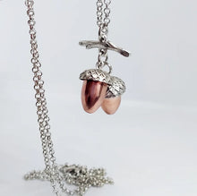 Load image into Gallery viewer, Silver Copperhead Acorn Duo Necklace
