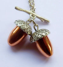 Load image into Gallery viewer, Silver Copperhead Acorn Duo Necklace
