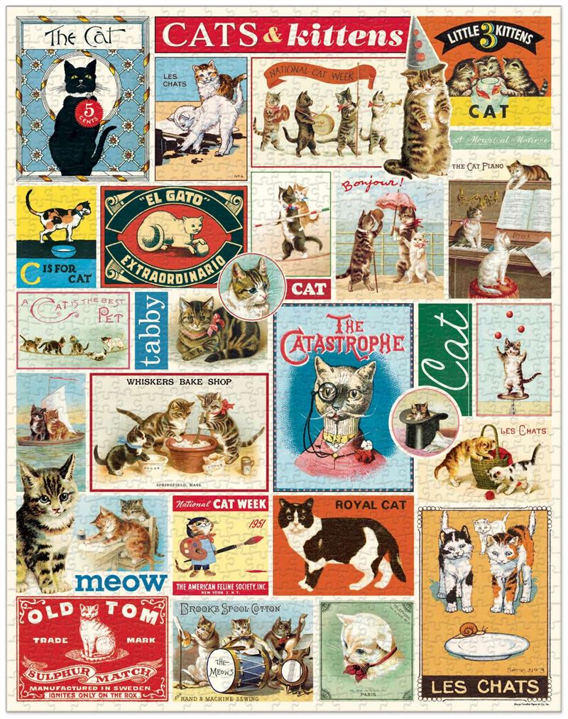 Cavallini & Co - Cats 1000 Piece - Vintage Puzzle