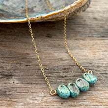 Load image into Gallery viewer, Nostalgem - Paua Shell Whānau Family Beachstone Necklace - Gold Plate or Sterling Silver
