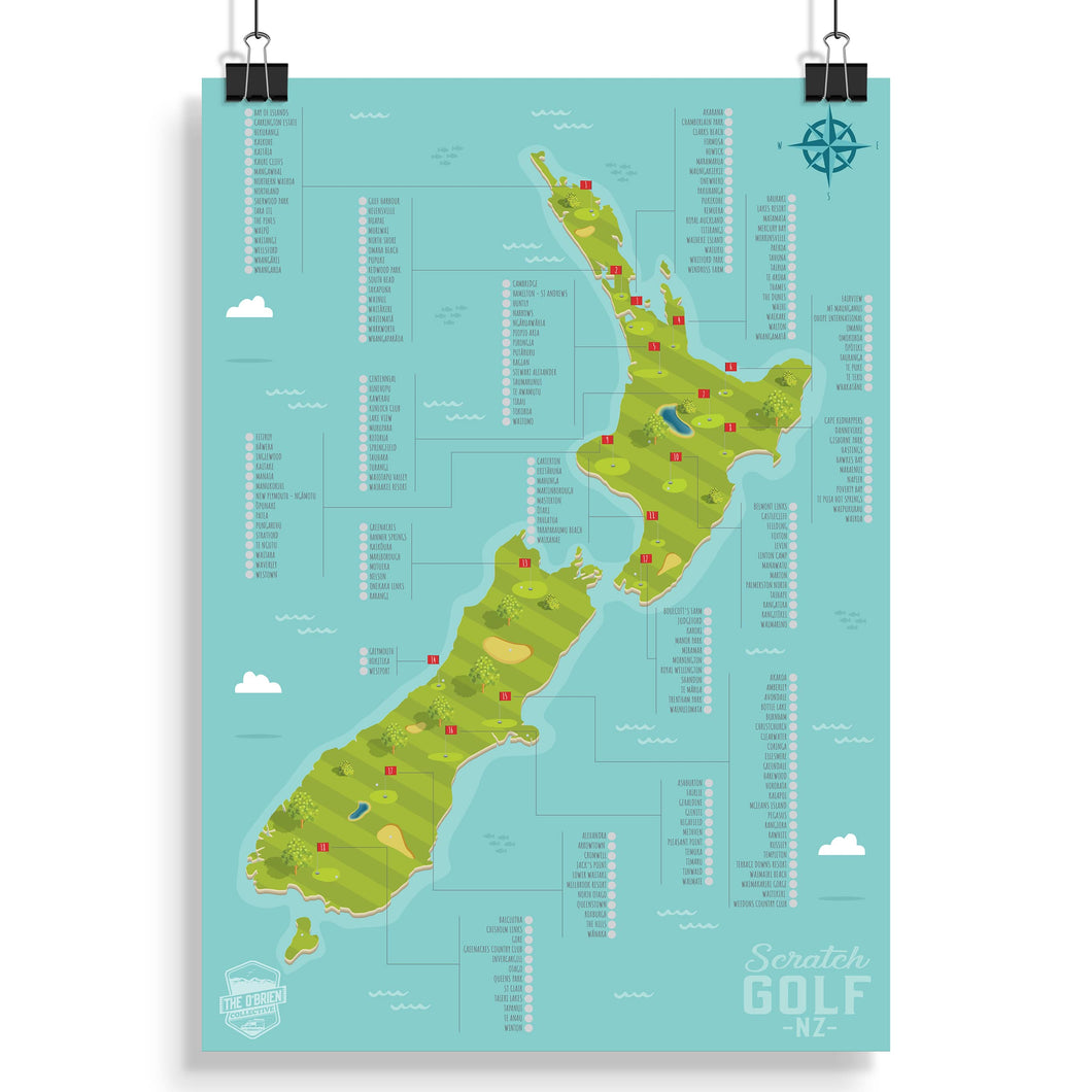 Scratch Golf Map - A3 size