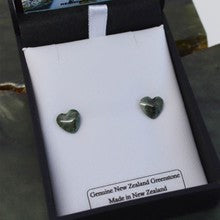 Load image into Gallery viewer, Heart Shaped Greenstone Earrings
