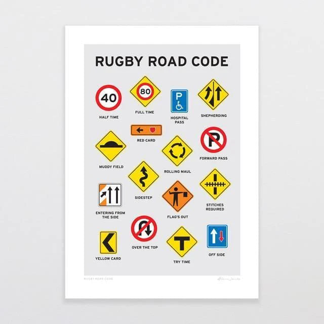 Rugby Road Code Print by Glenn Jones