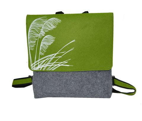 Jo Luping Design - Toe Toe On Green Light Grey - Ecofelt Backpack