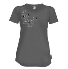 Load image into Gallery viewer, Charcoal Merino Scoop Neck Ladies Tee Shirt - Short Sleeve - Tui Motif
