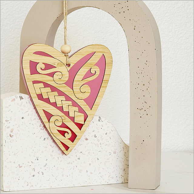 Hanging Ornament - Patiki Heart - several colours