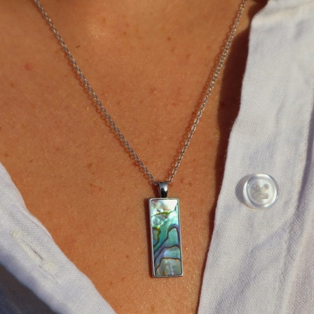 Paua Pendant Necklace - Sterling Silver