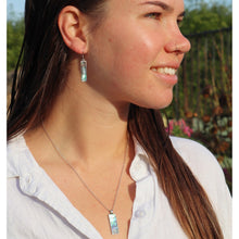 Load image into Gallery viewer, Paua Rectangular Drop Earrings - Sterling Silver
