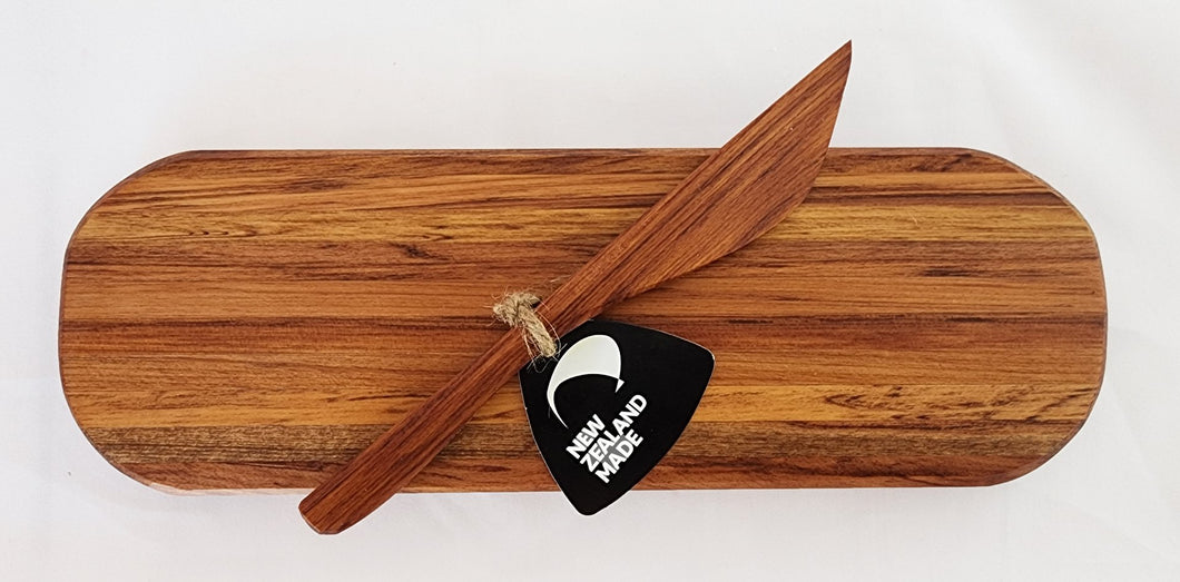 Small Cheese Board (250x85x15mm) & Wooden Knife