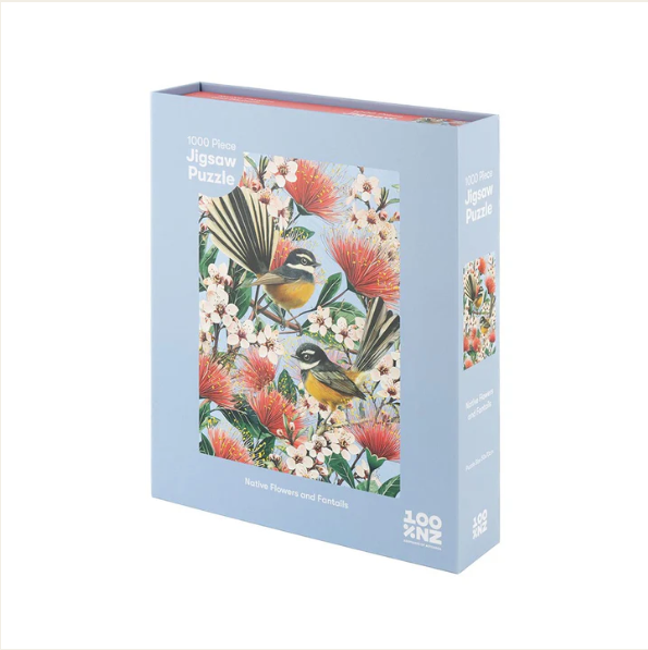 1000 Piece Jigsaw Puzzle-Native Flowers and Fantails