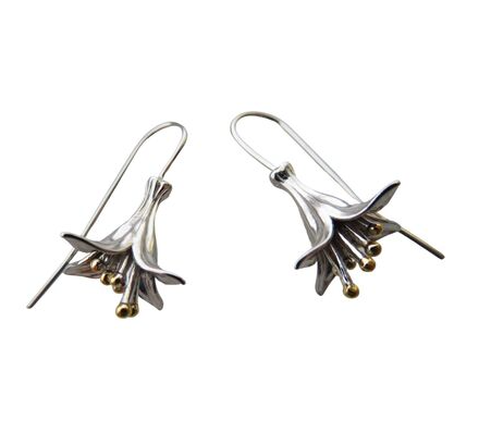 Sterling Silver Tree Fuchsia Silver Hook Earrings