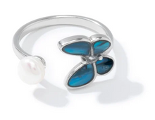 Load image into Gallery viewer, New Zealand Paua Shell &amp; Pearl Rings by Fiordland Souvenirs
