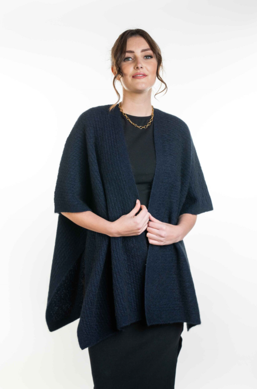 Zig Zag Textured Cape ONE SIZE by Koru Knitwear available in 3 colours