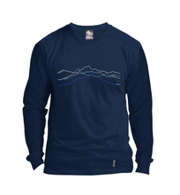 Load image into Gallery viewer, Mountains Merino Men&#39;s Tee Shirt - Ink - Long Sleeve
