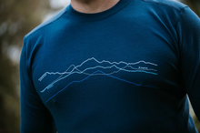 Load image into Gallery viewer, Mountains Merino Men&#39;s Tee Shirt - Ink - Long Sleeve
