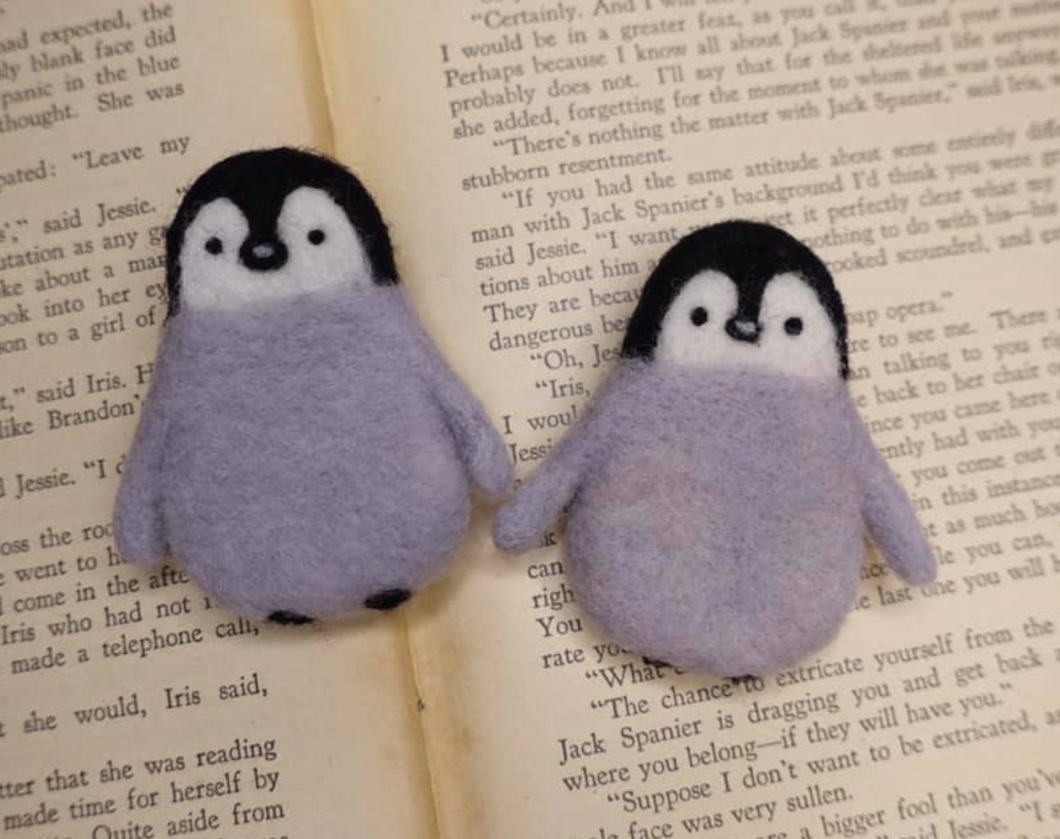 Baby Penguin Brooch in Grey