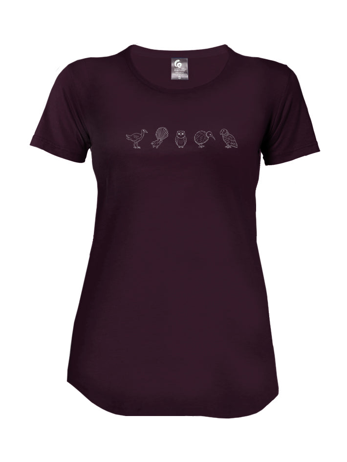 Merino Ladies Native Birds Tee