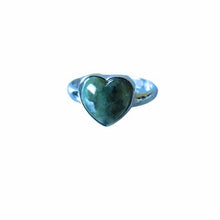 Load image into Gallery viewer, Greenstone Heart Ring - Sterling Silver
