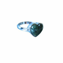 Load image into Gallery viewer, Greenstone Heart Ring - Sterling Silver
