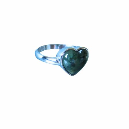 Greenstone Heart Ring - Sterling Silver
