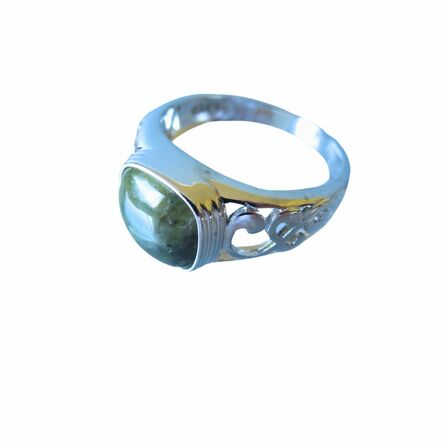 Greenstone & Koru Ring - Sterling Silver