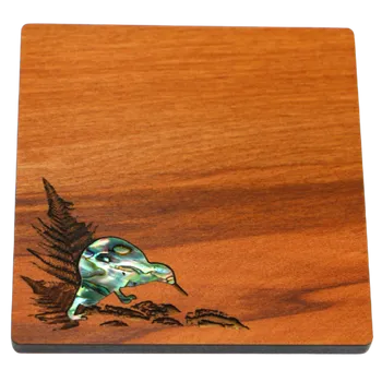 Paua-Adorned Rimu Coaster