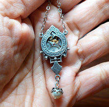 Load image into Gallery viewer, Ornate Window Pendant with Timepiece and Pearl
