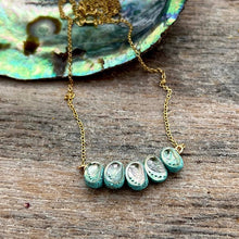 Load image into Gallery viewer, Nostalgem - Paua Shell Whānau Family Beachstone Necklace - Gold Plate or Sterling Silver
