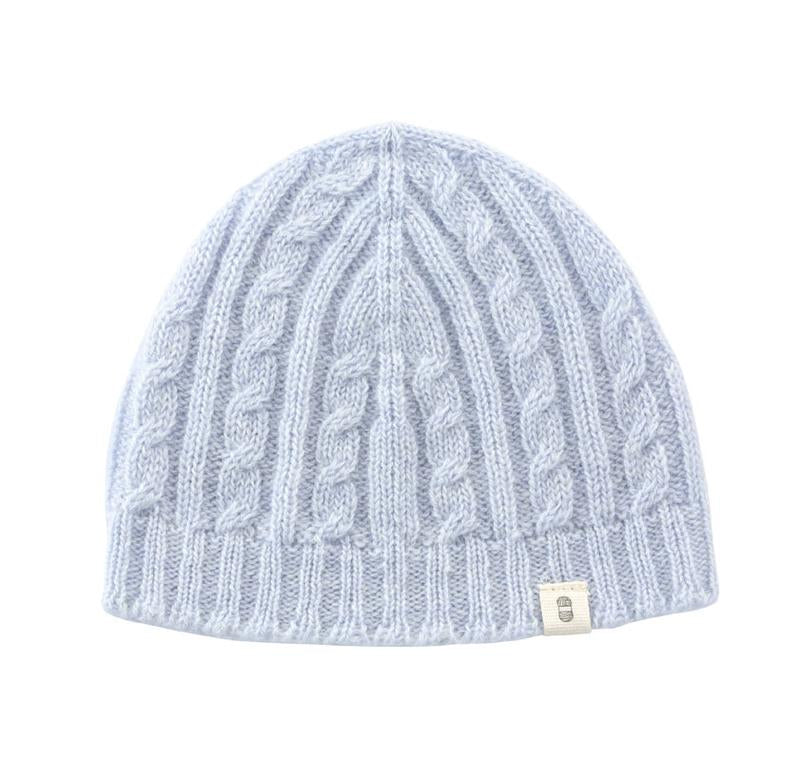 Baby cable knit sky blue hat