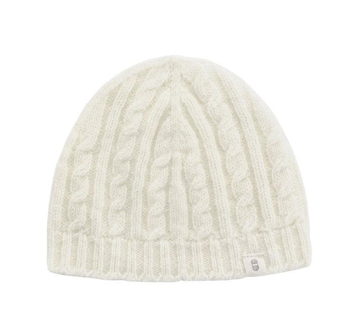 baby cable knit hat warm white