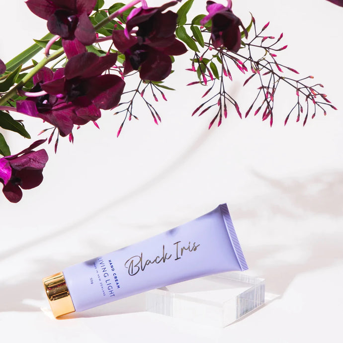 Black Iris Hand Cream in lavender tube